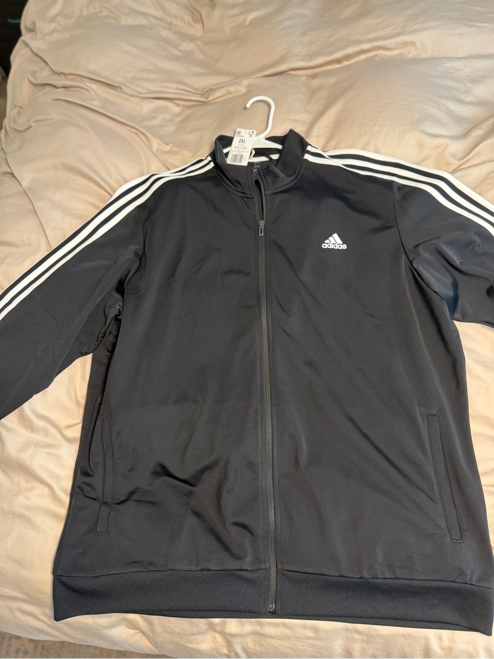 Adidas Black Track Jacket and pants with White 3-Stripes